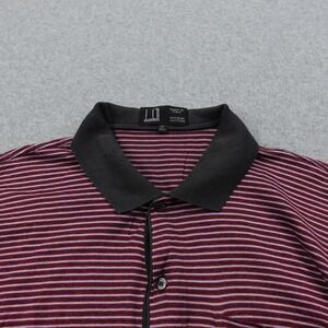 Dunhill Links Polo‎ Shirt Mens S Burgundy Striped Short Sleeve Cotton Made Italy